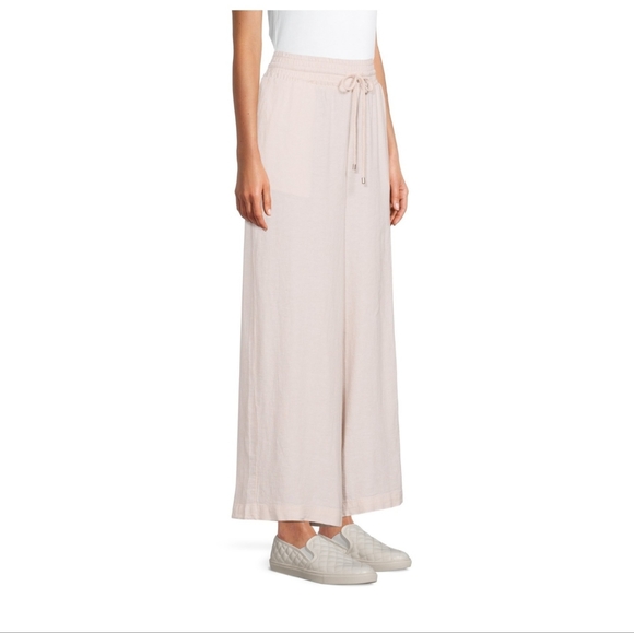 Time and Tru Pants - Linen blend high rise pull on tie waist pants